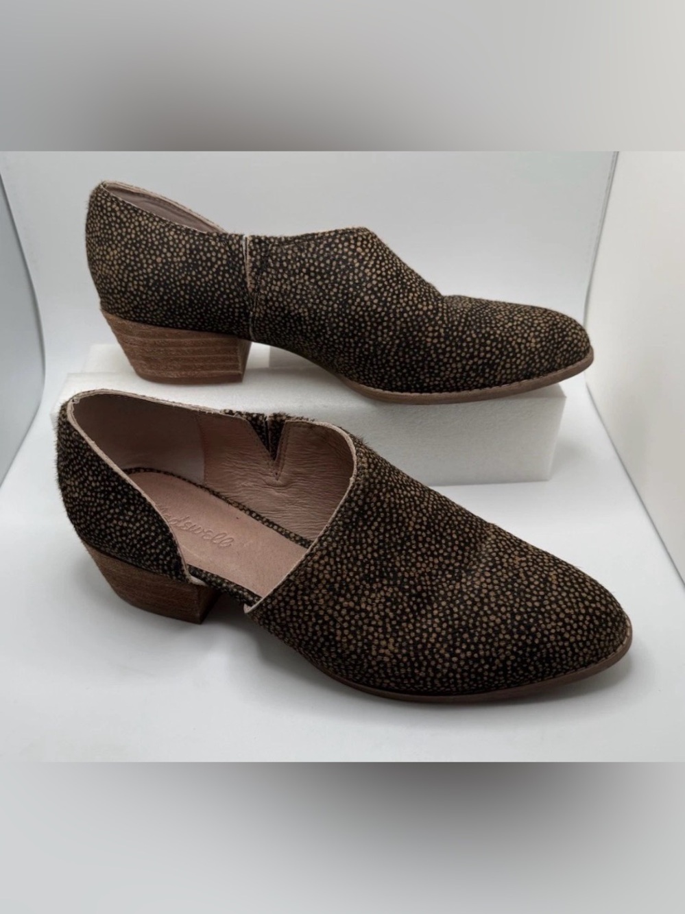 Madewell Brown Speckled Low Block-Heel Mules